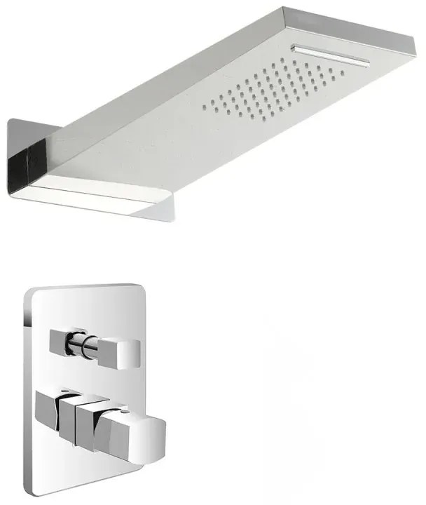 Set doccia da incasso con soffione 22x50 cm a sbalzo con cascata Lotus