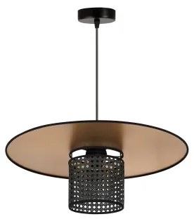 Duolla - Lampadario a sospensione con filo TOKYO RATTAN 1xE27/15W/230V diametro 50 cm oro/nero