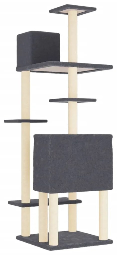 Albero per gatti con tiragraffi in sisal grigio scuro 154 cm