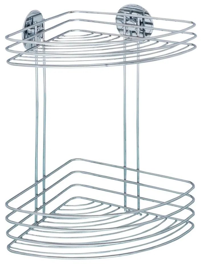 WENKO 18914100-Ripiano angolare TURBO-LOC in acciaio tondo 26,5x33 cm cromo lucido