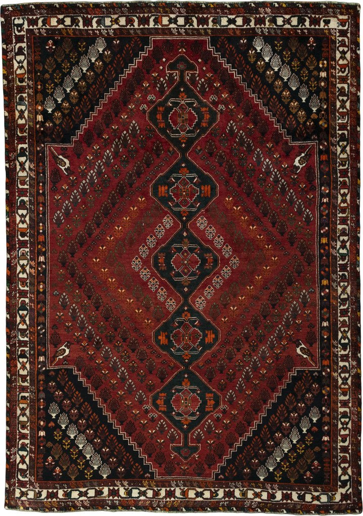 Shiraz Tappeto 230 x 330 Rosso (Iran) Annodato A Mano