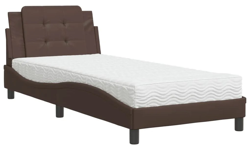 Letto con materasso marrone 80x200 cm in similpelle