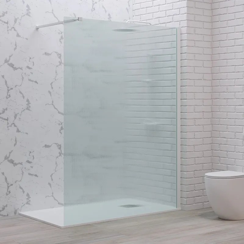 Parete walk in 120 cm vetro scanalato e profilo bianco | KW-100BFL - KAMALU