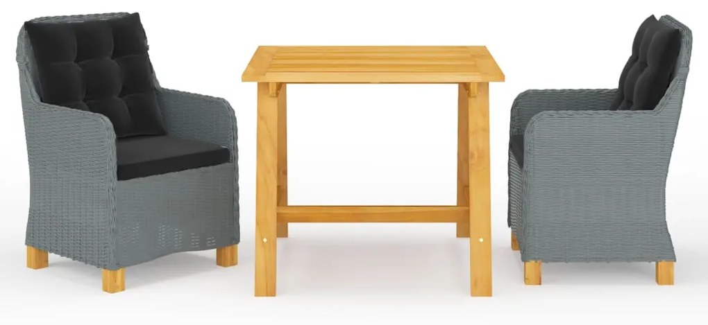 Set Mobili Da Pranzo Per Giardino 3 Pz Grigio Chiaro /