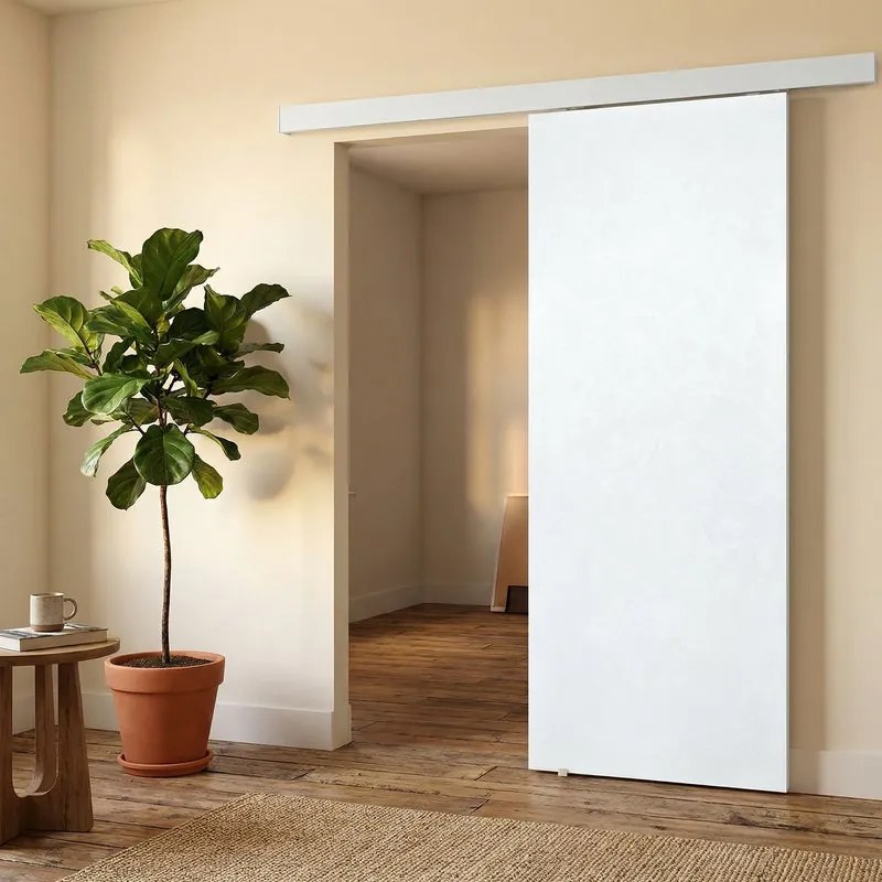 Porta scorrevole reversibile Side in mdf bianco, L 93 x H 212 cm, con binario Meli