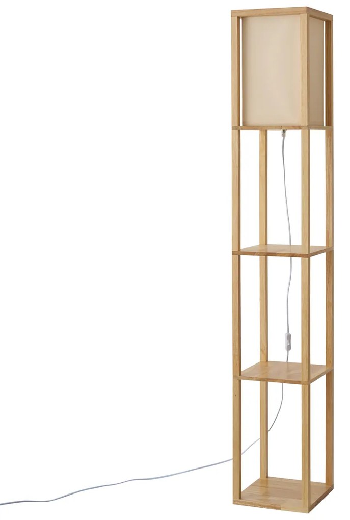Lampada da terra moderna in legno con paralume beige - Stojan