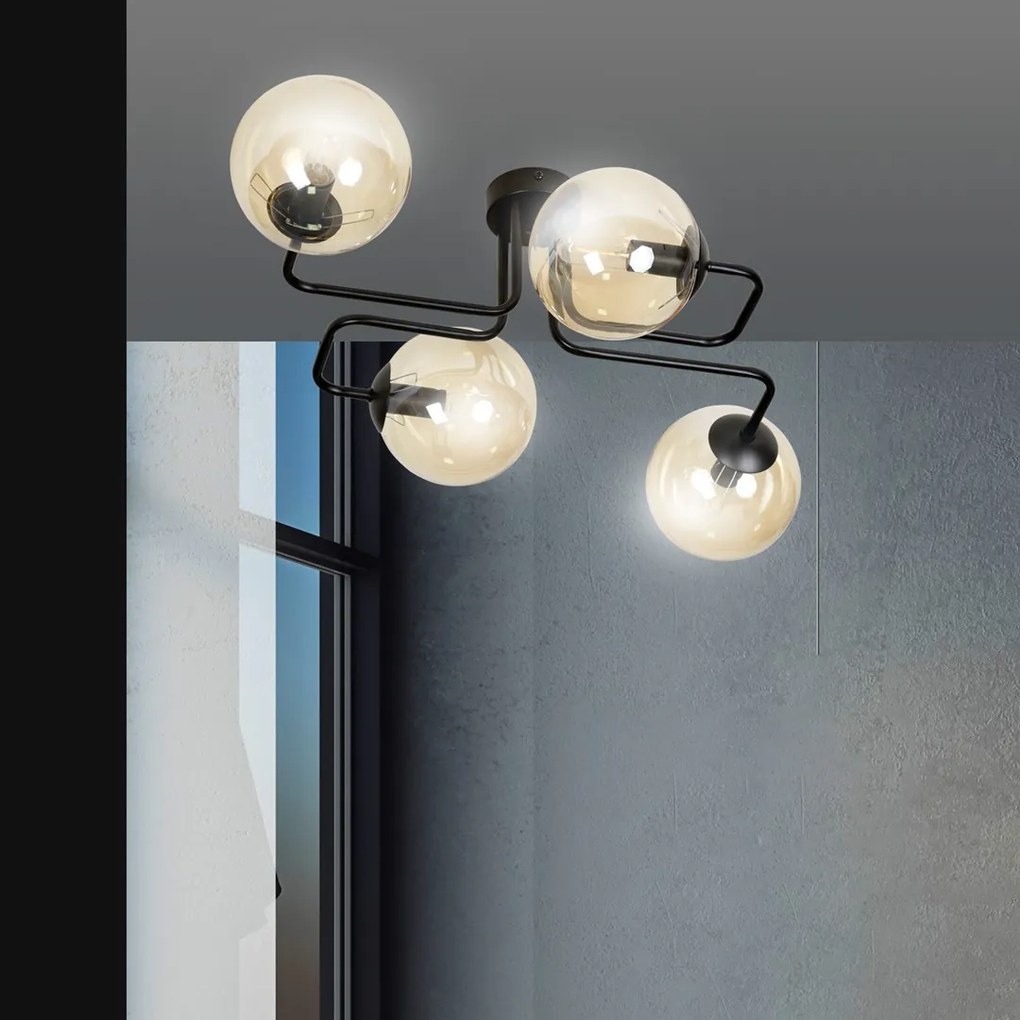 Lampadario da Soffitto BRENDI 4 in acciaio e vetro 4xE14