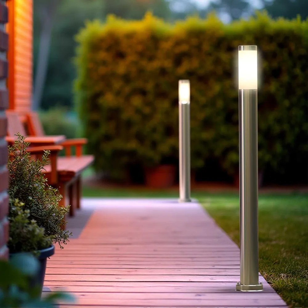 Paletto da Giardino 100cm, Acciaio Inox, IK06, IP54, Base E27 Dimensione Altezza: 100 cm