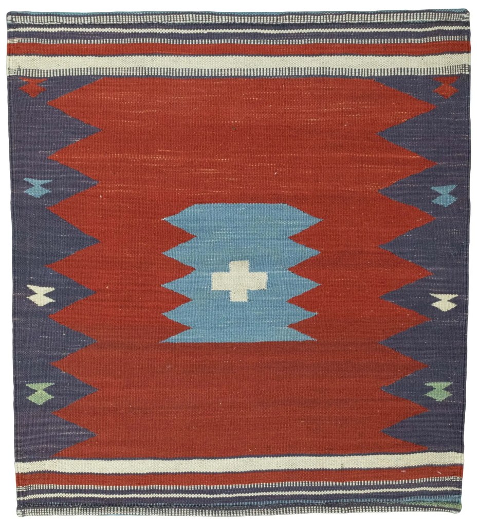 Kilim Tappeto 80x90 Rosso (Iran) Tessuto A Mano