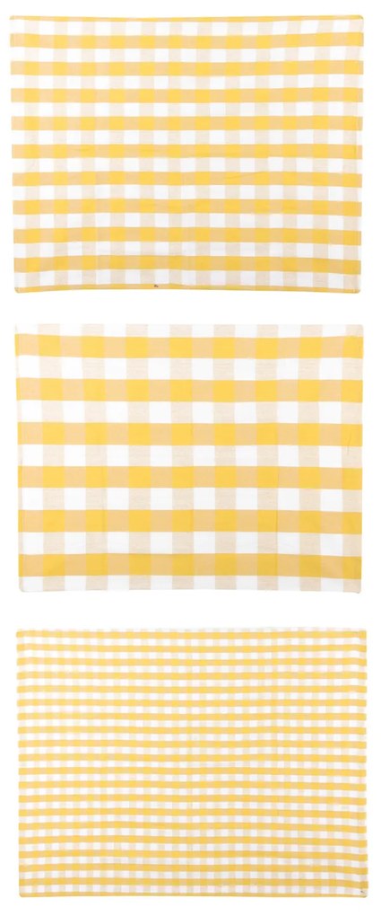 Set 3 strofinacci 50x70 cm giallo a quadretti in cotone