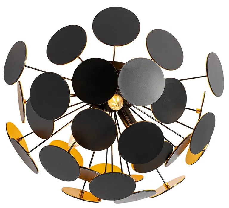 Lampada a sospensione di design nera con oro 54 cm 3 luci - Cerchio