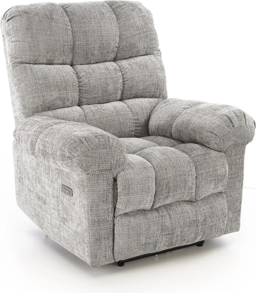 Amore – Poltrona relax elettrica in tessuto grigio chiaro