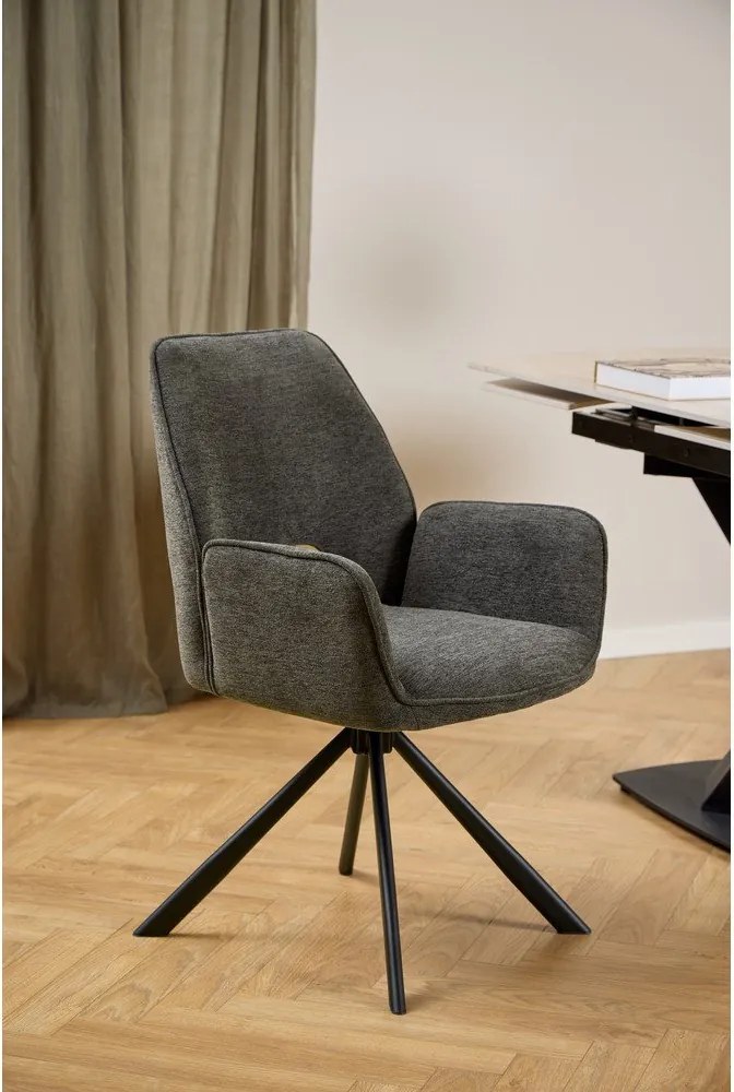 Sedia da pranzo grigio scuro con braccioli Graham – Actona