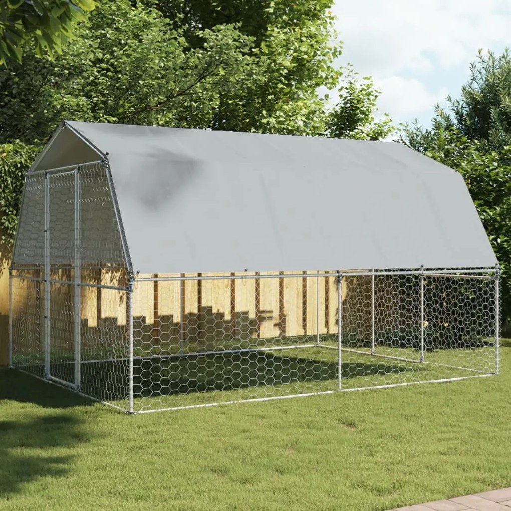 Box Per Cani Con Tetto E Anta Argento İn Acciaio Zincato /