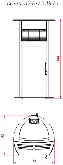 royal roberta e air 80 stufa a pellet ermetica ad aria 8 6kw serbatoio 17kg 54x52x104 cm in acciaio rosso bordeaux