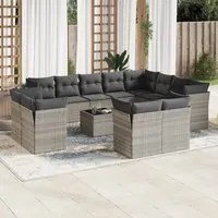 Set Divani Giardino 13 pz con Cuscini Grigio Chiaro Polyrattan 3218542