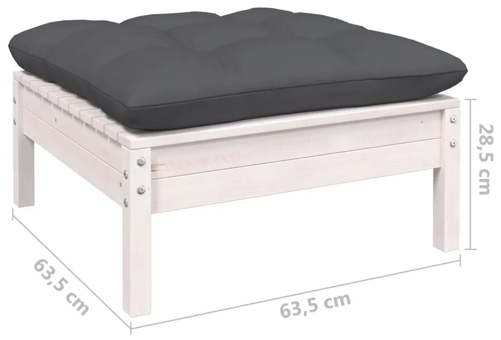 Set Divani da Giardino 11 pz con Cuscini Legno di Pino Bianco