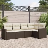 Set Divano da Giardino 5 pz con Cuscini Marrone in Polyrattan 3218923