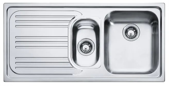 Lavello 1.5 vasche con gocciolatoio a sinistra FRANKE RRX 651 inox L 50 x L 100 cm argento