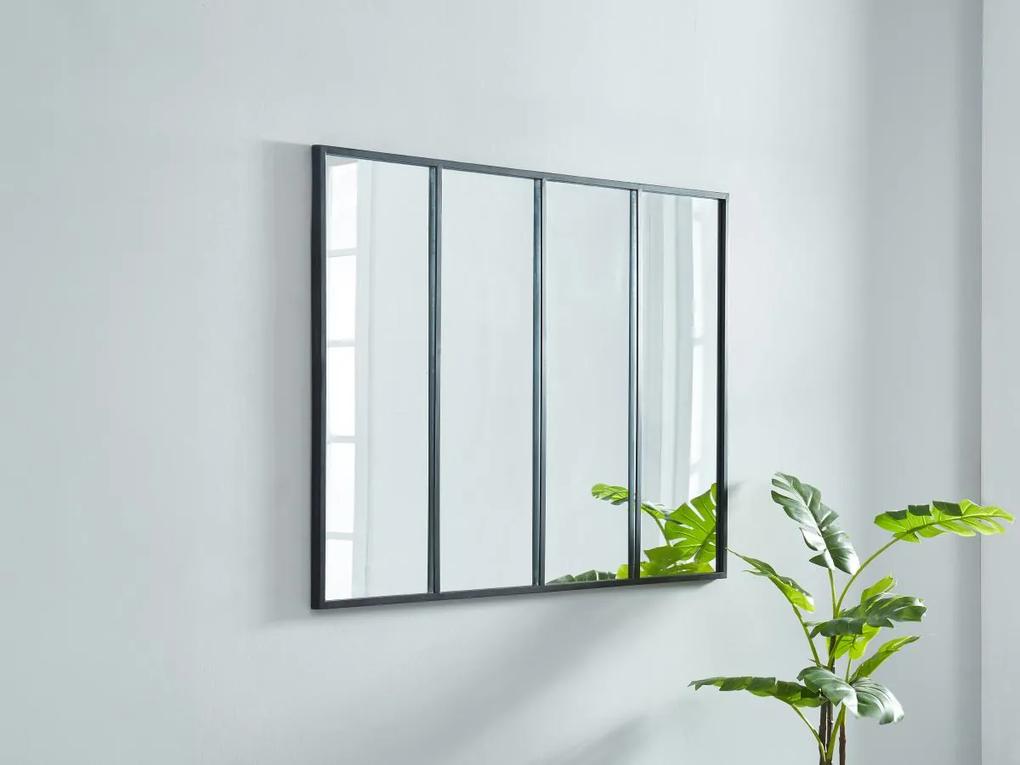 Specchio finestra atelier stile industriale con 4 fasce H. 90xL. 120 cm in ferro Nero - DUDLEY