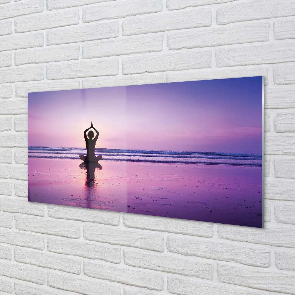 Quadro acrilico Woman Sea Yoga 100x50 cm