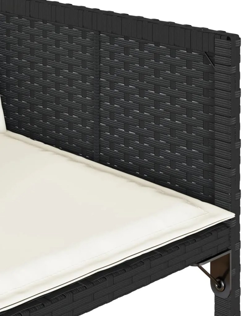 Set da pranzo da giardino 13pz con cuscini nero in polyrattan