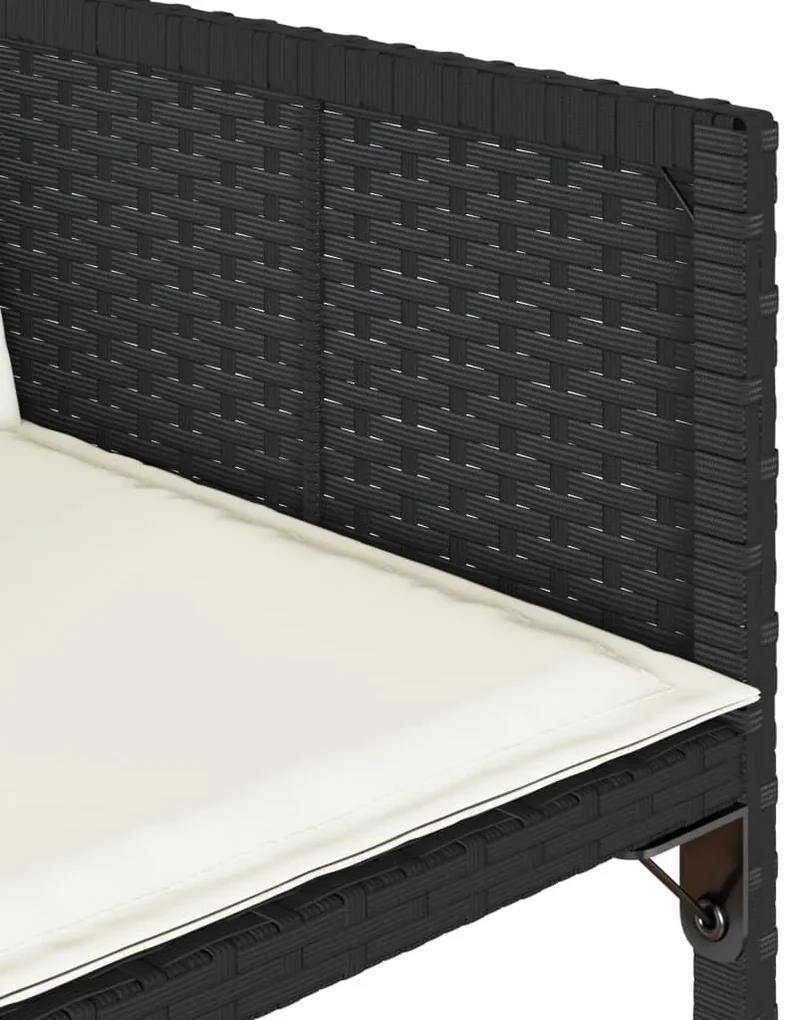 Set da pranzo da giardino 13pz con cuscini nero in polyrattan