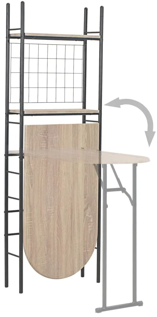 Set tavolo e sedie pieghevoli con scaffale 3 pz mdf e acciaio