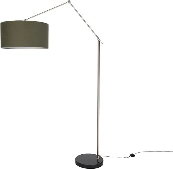 Lampada da terra nera regolabile con paralume verde 50 cm - Editor