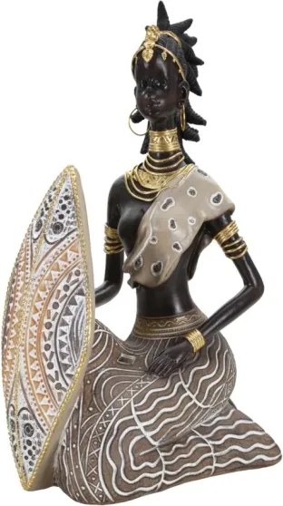 Masai Tribal Con Scudo Cm 13,5X9X24,5