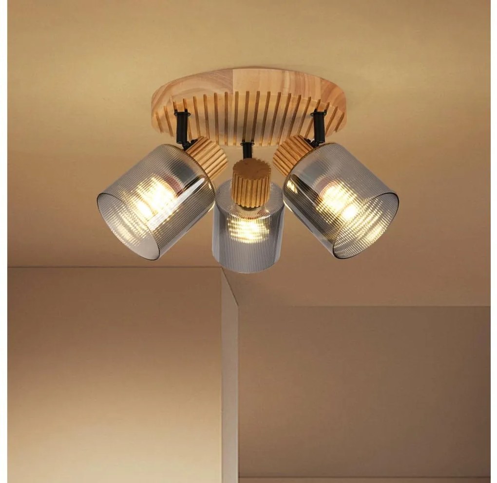 Brilagi - Faretto HYGGE 3xE14/15W/230V legno di gomma/fumé