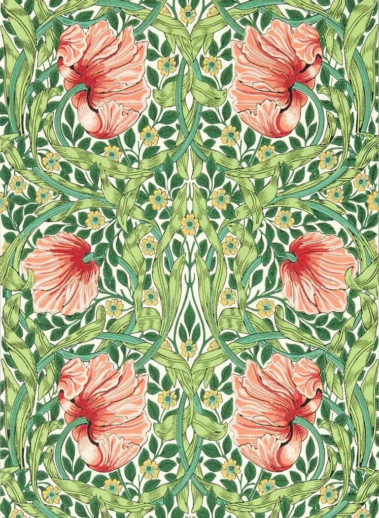 Morris & Co Carta da parati Pimpernel - Shamrock/ Watermelon