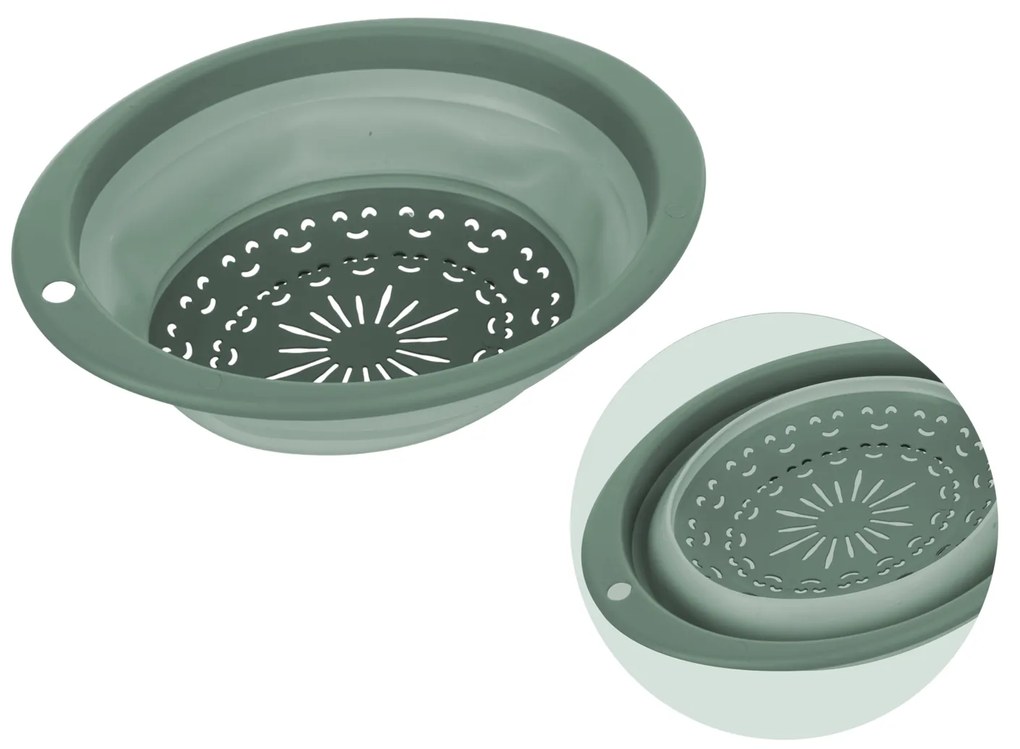 Scolapasta pieghevole salvaspazio tondo verde