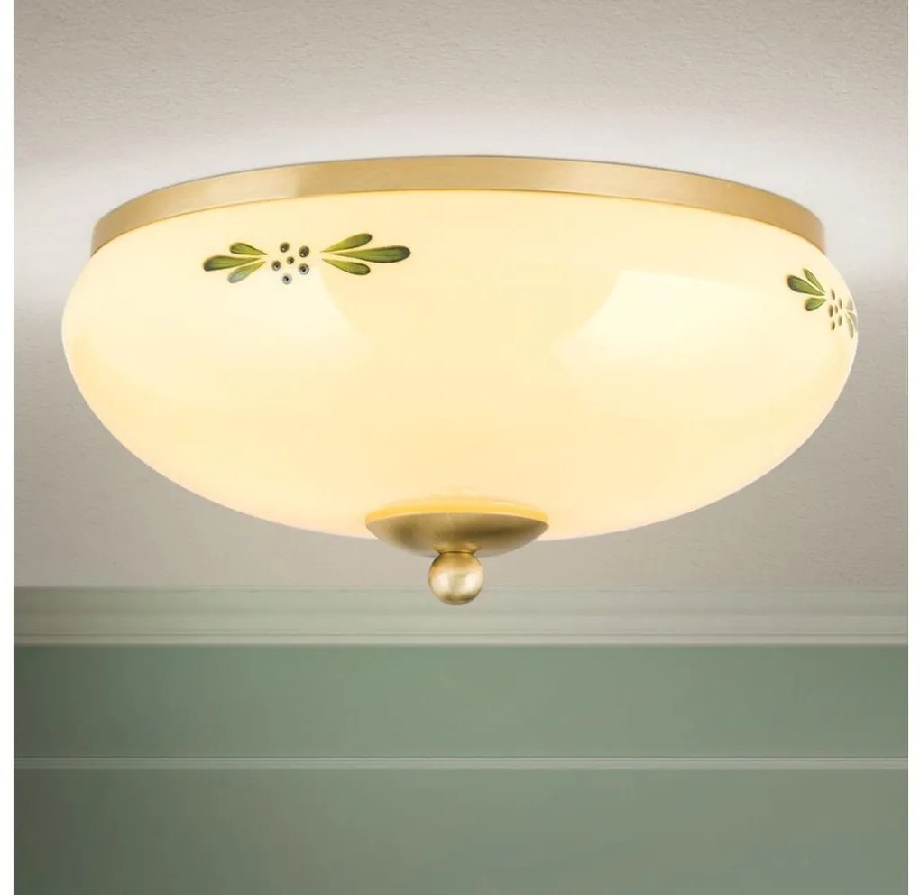 Orion DL 7-673 - Lampada da soffitto LANDHAUS 2xE27/60W/230V Ø 28 cm ottone/beige