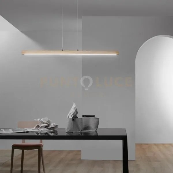 Sospensione led joseph legno 22w 2750lm cct 125x4,5x150cm led-josep...