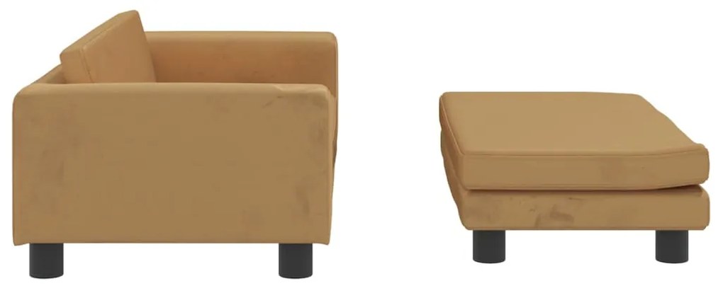 Lettino per cani con estensione marrone 100x50x30 cm in velluto