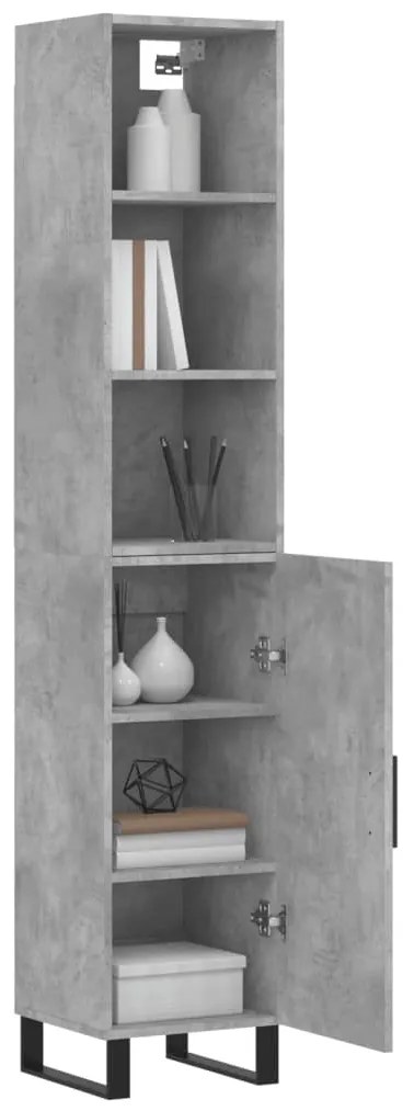 Credenza Grigio Cemento 34,5x34x180 cm in Legno Multistrato