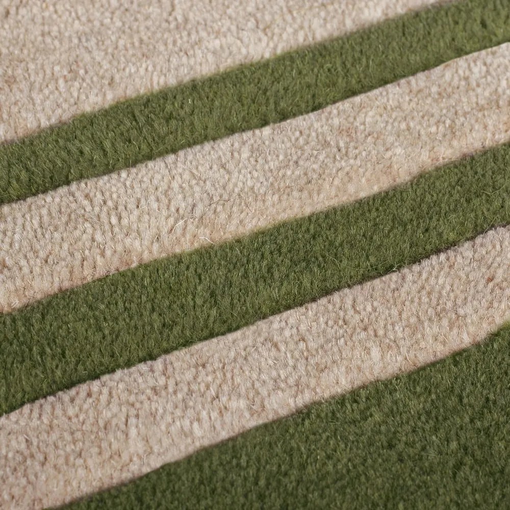Passatoia in lana tessuta a mano di colore verde-naturale 80x230 cm Lois Scallop - Flair Rugs
