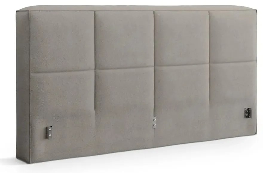 Letto matrimoniale imbottito grigio chiaro con contenitore con rete inclusa 200x200 cm Simon Darren – Micadoni