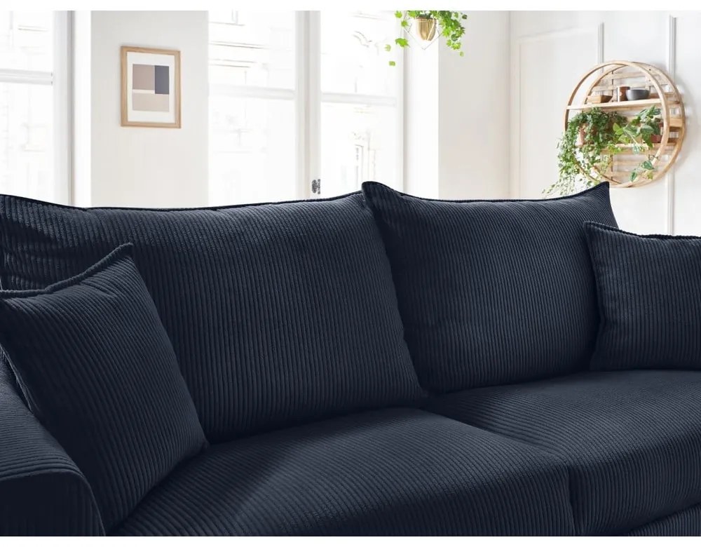 Divano in blu scuro allungabile con rivestimento in velluto a coste 225 cm Augustin – Bobochic Paris