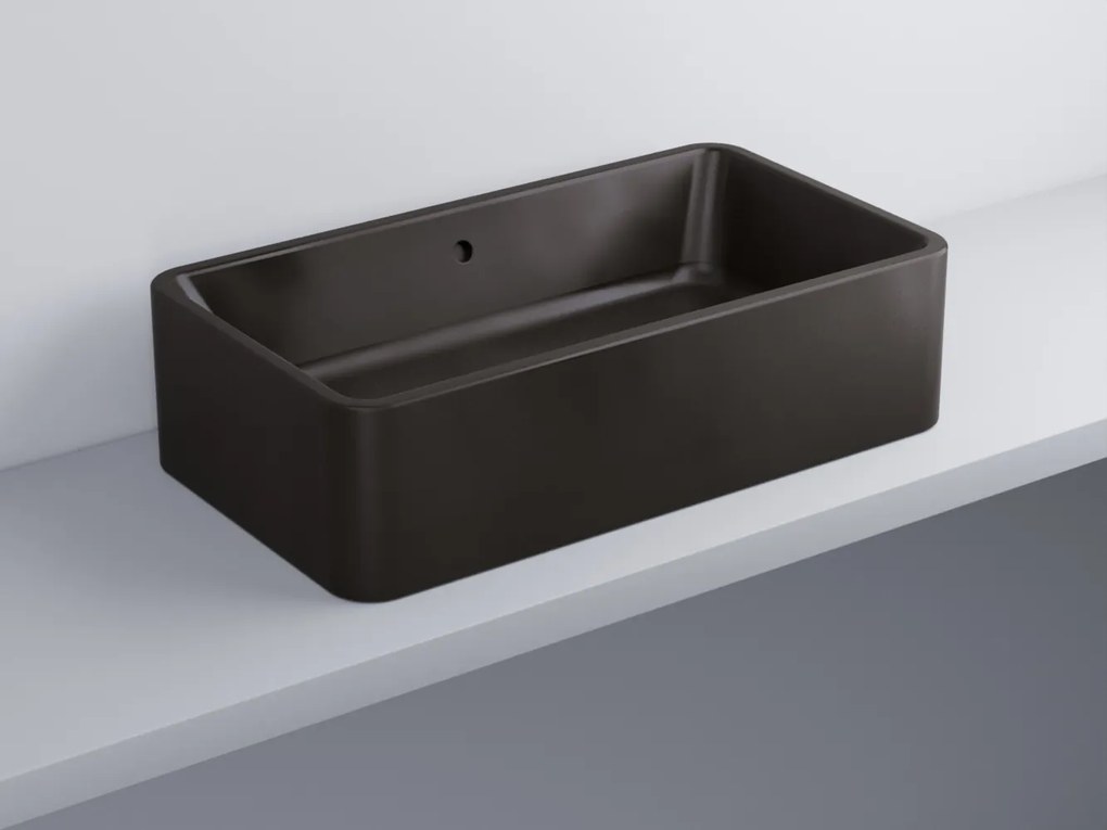 Cielo Shui Lavabo 75x42 da appoggio rettangolare con troppo pieno in ceramica lavagna