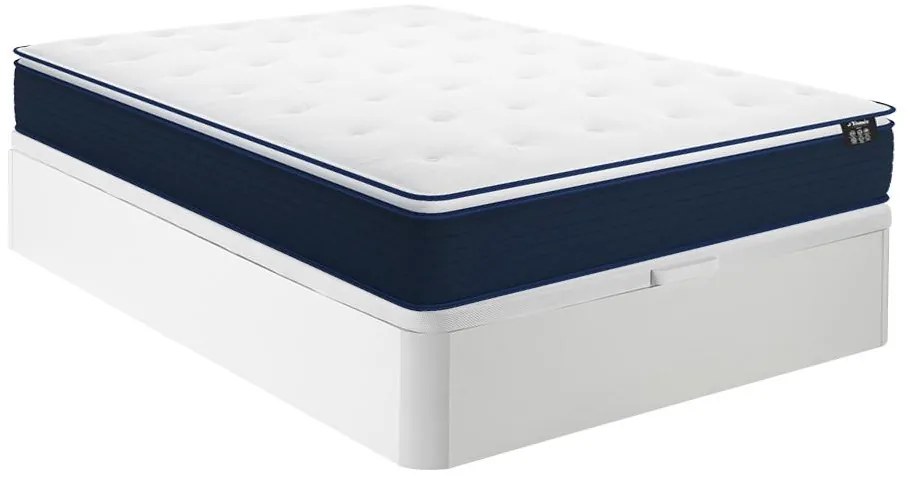 Set 160x200cm Rete contenitore Bianco + Materasso molle insac. e topper integrato sp.24cm - ALTIER di YSMÉE