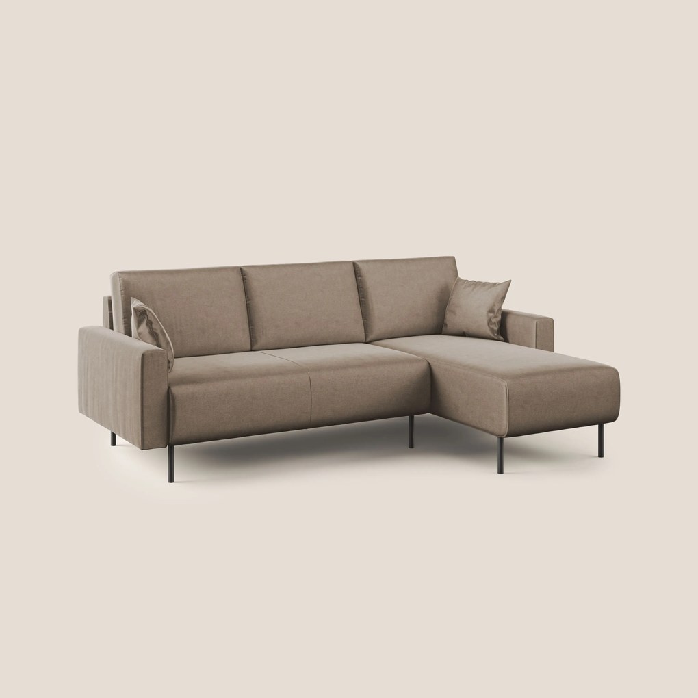 Arthur divano moderno angolare in velluto morbido impermeabile T01 marrone