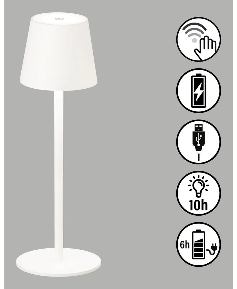 Lampada da tavolo dimmerabile a LED bianchi con sensore di movimento e paralume in metallo (altezza 38 cm) Tropea - Fischer &amp; Honsel