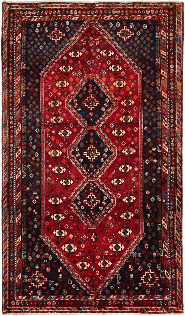 Shiraz Tappeto 270x160 Rosso (Iran) Annodato A Mano