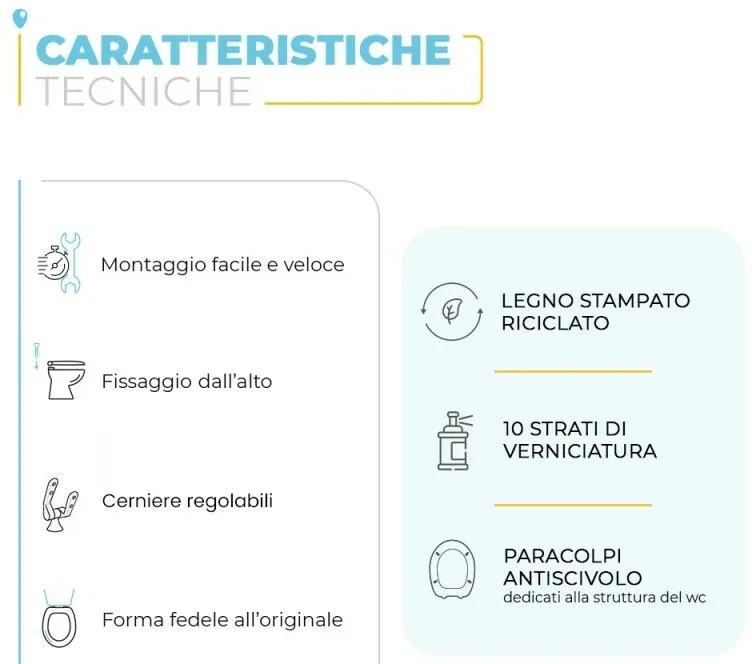 Copriwater dedicato per Serie Esedra Ideal Standard in legno bianco con cerniere