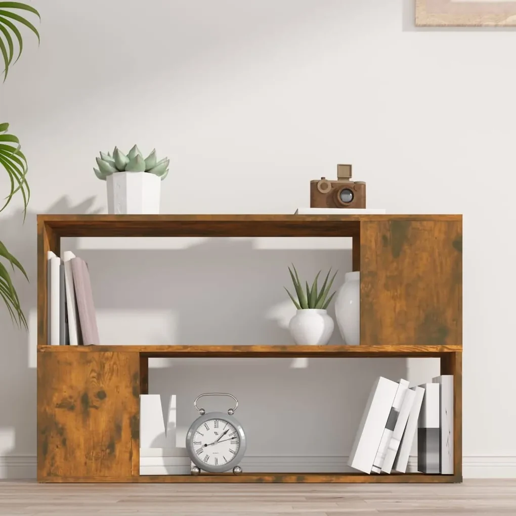 Libreria rovere fumo 100x24x63 cm in legno multistrato