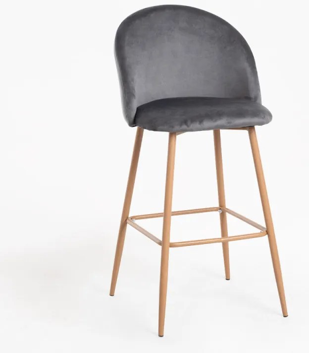 Sgabello Vint Velluto - Grigio scuro