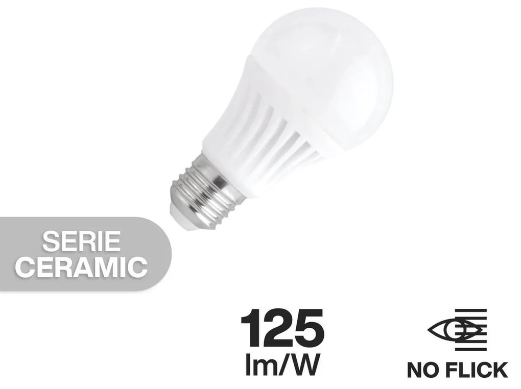 Lampada LED E27 12W Ceramic 125lm/W - No Flickering Colore Bianco Freddo 6.000K