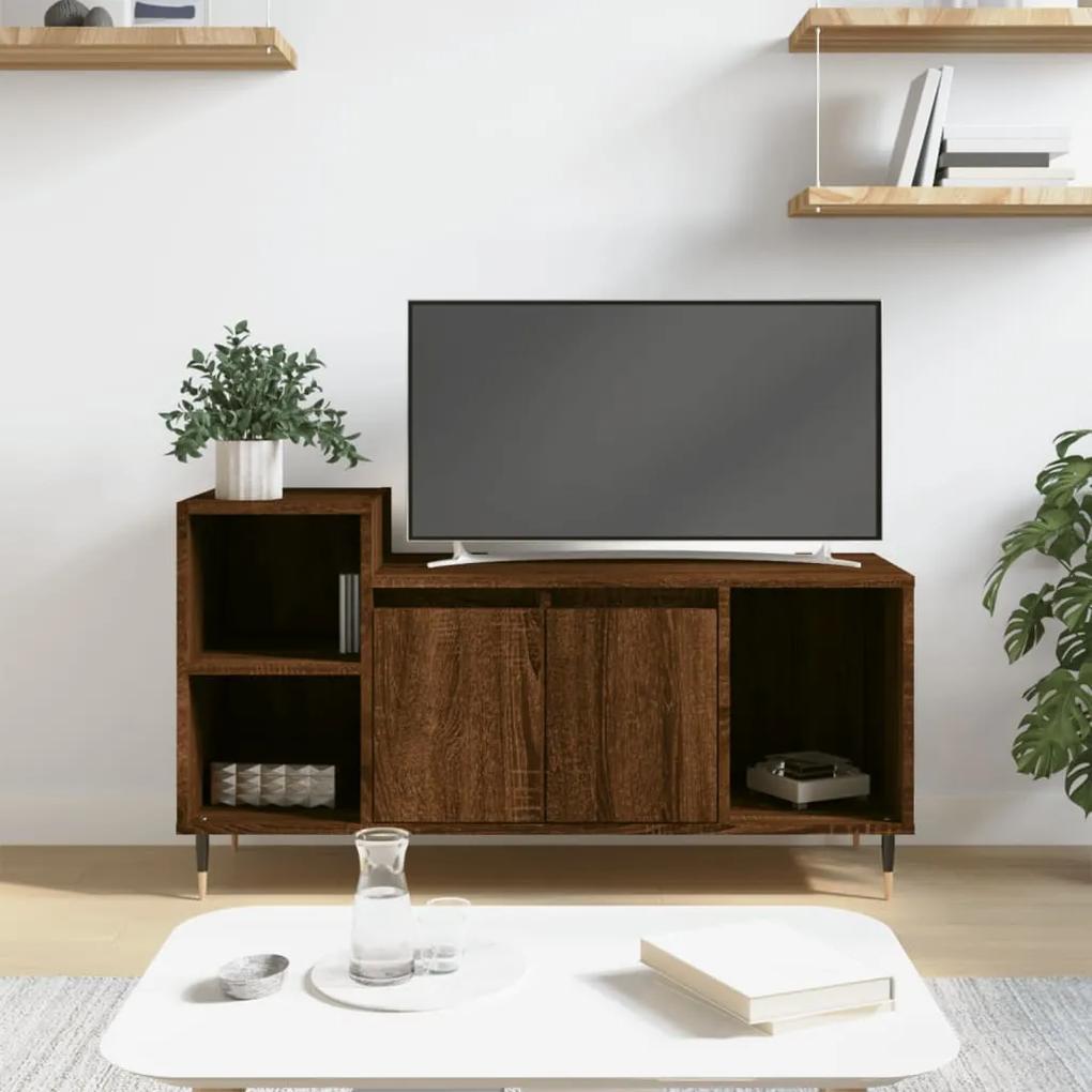 Mobile tv rovere marrone 100x35x55 cm in legno multistrato